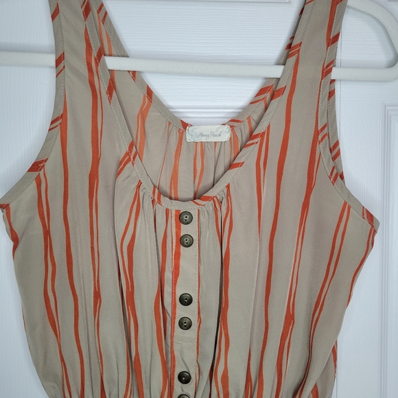 Cute beige and orange striped summer dress - Picture 3 of 6